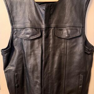 Men's Black Leather Vest